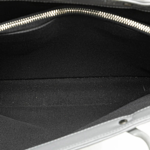 シャネル チョコバー ハンドバッグ グレー シルバー カーフレザー レディース CHANEL 【中古】