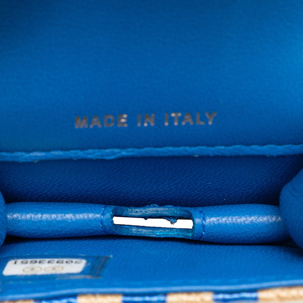 シャネル ココマーク Air pods proケース ブルー ベージュ ラフィア レザー レディース CHANEL 【中古】