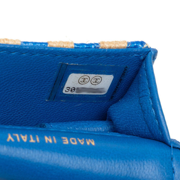 シャネル ココマーク Air pods proケース ブルー ベージュ ラフィア レザー レディース CHANEL 【中古】