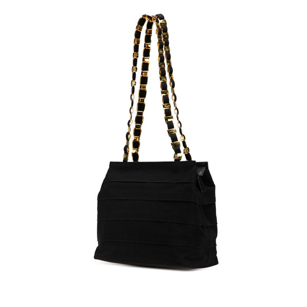 サルヴァトーレフェラガモ ヴァラ チェーン トートバッグ ショルダーバッグ AU-21 5252 ブラック キャンバス レザー レディース Salvatore Ferragamo 【中古】