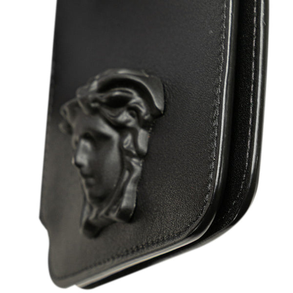 ヴェルサーチェ メデューサ 斜め掛け ショルダーバッグ スマートフォンショルダー ブラック レザー レディース VERSACE 【中古】