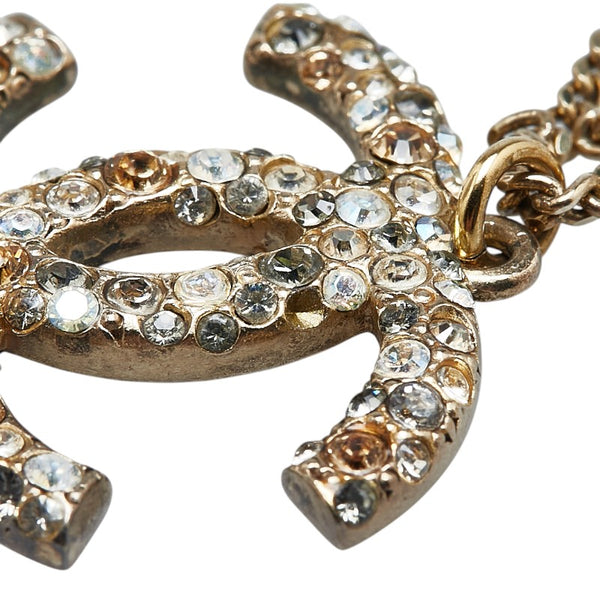 シャネル ココマーク ラインストーン ネックレス ゴールド メッキ レディース CHANEL 【中古】