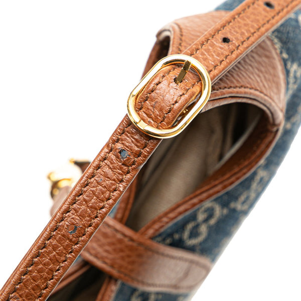 グッチ GGデニム ジャッキー 1961 ハンドバッグ ショルダーバッグ 2WAY 637092 ブルー ブラウン デニム レザー レディース GUCCI 【中古】