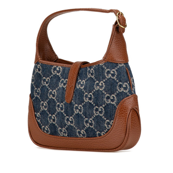 グッチ GGデニム ジャッキー 1961 ハンドバッグ ショルダーバッグ 2WAY 637092 ブルー ブラウン デニム レザー レディース GUCCI 【中古】