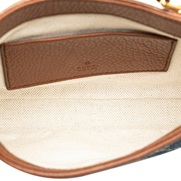 グッチ GGデニム ジャッキー 1961 ハンドバッグ ショルダーバッグ 2WAY 637092 ブルー ブラウン デニム レザー レディース GUCCI 【中古】