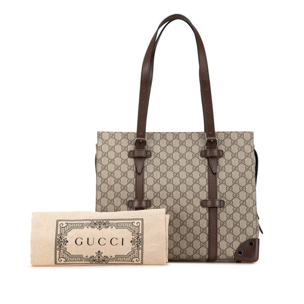 グッチ GGスプリーム トートバッグ ショルダーバッグ 626356 ベージュ ブラウン PVC レザー レディース GUCCI 【中古】