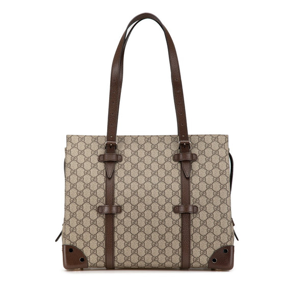 グッチ GGスプリーム トートバッグ ショルダーバッグ 626356 ベージュ ブラウン PVC レザー レディース GUCCI 【中古】