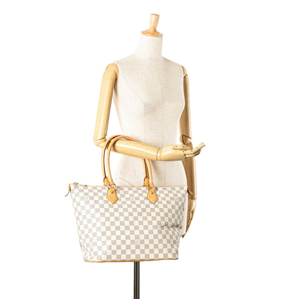 ルイ ヴィトン ダミエ アズール サレヤMM トートバッグ ショルダーバッグ N51185 ホワイト PVC レザー レディース LOUIS VUITTON 【中古】