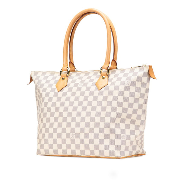 ルイ ヴィトン ダミエ アズール サレヤMM トートバッグ ショルダーバッグ N51185 ホワイト PVC レザー レディース LOUIS VUITTON 【中古】