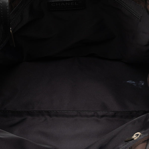シャネル ニュートラベルラインPM トートバッグ ハンドバッグ ブラウン ブラック ナイロン レザー レディース CHANEL 【中古】