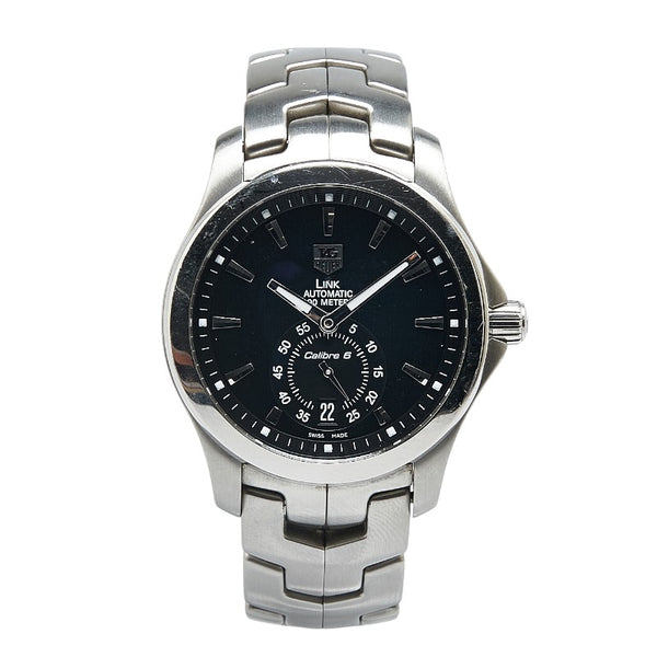 タグホイヤー リンク キャリバー6 腕時計 WJF211A 自動巻き ブラック文字盤 ステンレススチール メンズ TAG HEUER 【中古】