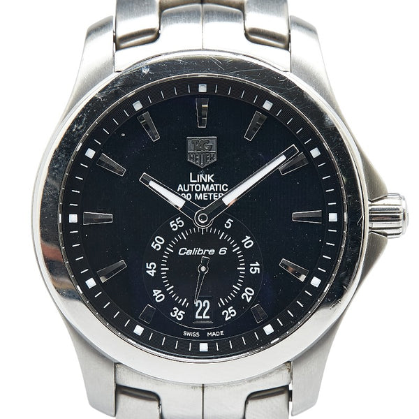タグホイヤー リンク キャリバー6 腕時計 WJF211A 自動巻き ブラック文字盤 ステンレススチール メンズ TAG HEUER 【中古】