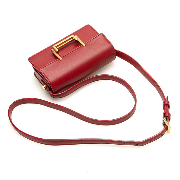 サンローラン クラシック ルル 斜め掛け ミニショルダーバッグ  318249 レッド レザー レディース SAINT LAURENT 【中古】