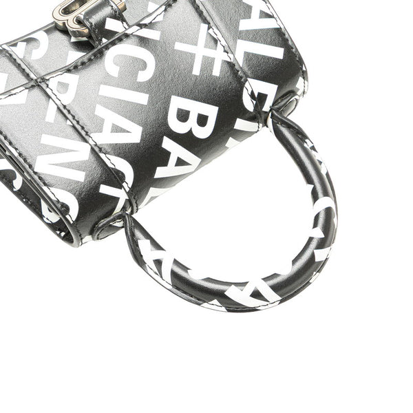 バレンシアガ アワーグラスXS ミニ ショルダーバッグ ハンドバッグ 2WAY ブラック ホワイト レザー レディース BALENCIAGA 【中古】