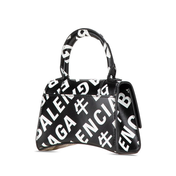 バレンシアガ アワーグラスXS ミニ ショルダーバッグ ハンドバッグ 2WAY ブラック ホワイト レザー レディース BALENCIAGA 【中古】