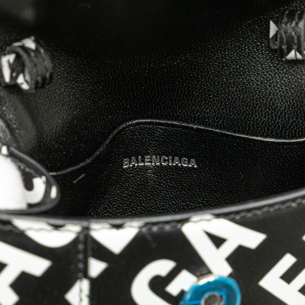 バレンシアガ アワーグラスXS ミニ ショルダーバッグ ハンドバッグ 2WAY ブラック ホワイト レザー レディース BALENCIAGA 【中古】
