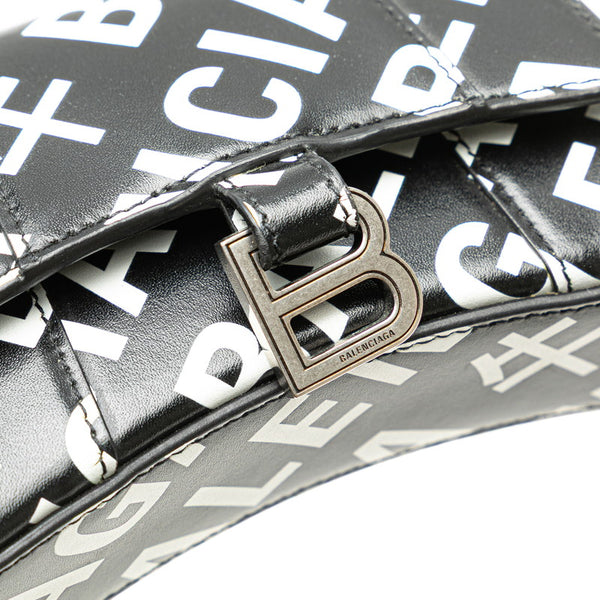 バレンシアガ アワーグラスXS ミニ ショルダーバッグ ハンドバッグ 2WAY ブラック ホワイト レザー レディース BALENCIAGA 【中古】