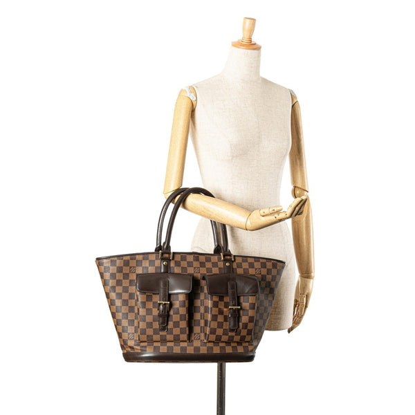 ルイ ヴィトン ダミエ マノスクGM トートバッグ N51120 ブラウン PVC レザー レディース LOUIS VUITTON 【中古】