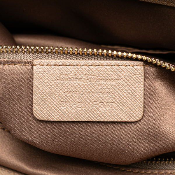 サルヴァトーレフェラガモ ガンチーニ ショルダーバッグ ハンドバッグ 2WAY 21F317 グレージュ レザー レディース Salvatore Ferragamo 【中古】