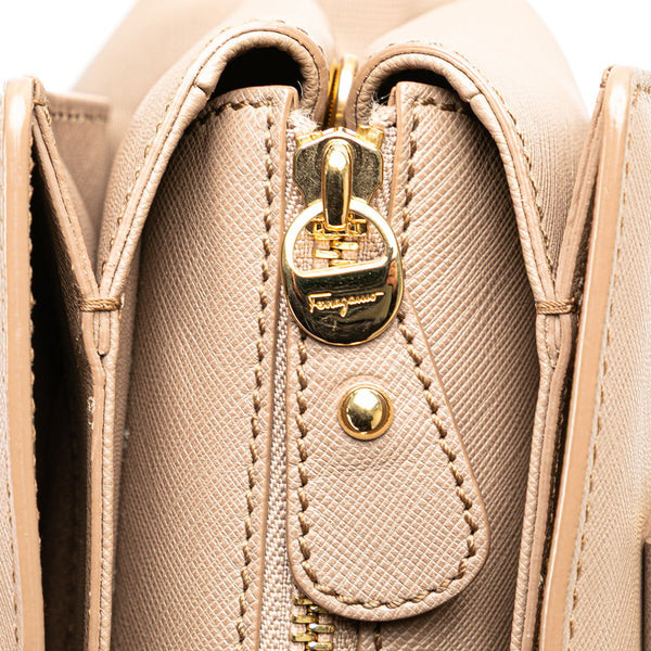 サルヴァトーレフェラガモ ガンチーニ ショルダーバッグ ハンドバッグ 2WAY 21F317 グレージュ レザー レディース Salvatore Ferragamo 【中古】