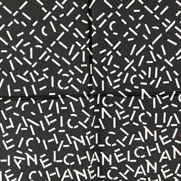 シャネル ロゴ ステッチ スカーフ ブラック シルク レディース CHANEL 【中古】