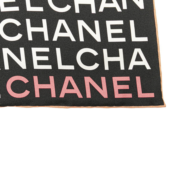 シャネル ロゴ ステッチ スカーフ ブラック シルク レディース CHANEL 【中古】