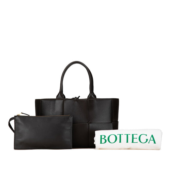 ボッテガヴェネタ マキシイントレチャート アルコ ハンドバッグ トートバッグ ブラウン レザー レディース BOTTEGAVENETA 【中古】
