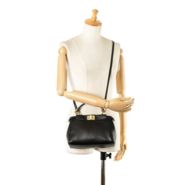 フェンディ ピーカブー ミニ ハンドバッグ ショルダーバッグ 2WAY 8BN244 ブラック レザー レディース FENDI 【中古】
