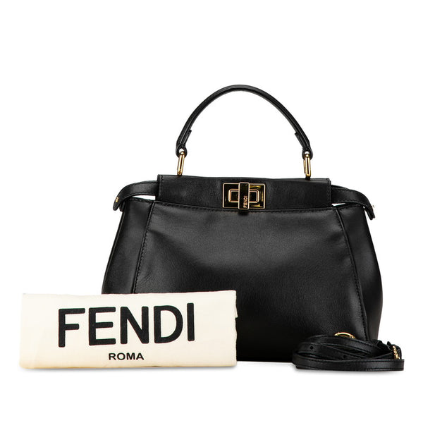フェンディ ピーカブー ミニ ハンドバッグ ショルダーバッグ 2WAY 8BN244 ブラック レザー レディース FENDI 【中古】