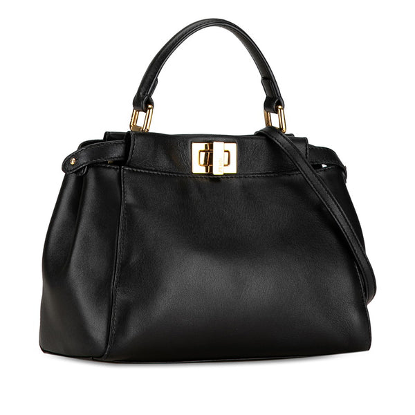 フェンディ ピーカブー ミニ ハンドバッグ ショルダーバッグ 2WAY 8BN244 ブラック レザー レディース FENDI 【中古】