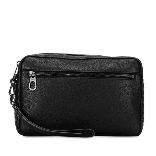 ボッテガヴェネタ イントレチャート クラッチバッグ ブラック レザー レディース BOTTEGAVENETA 【中古】