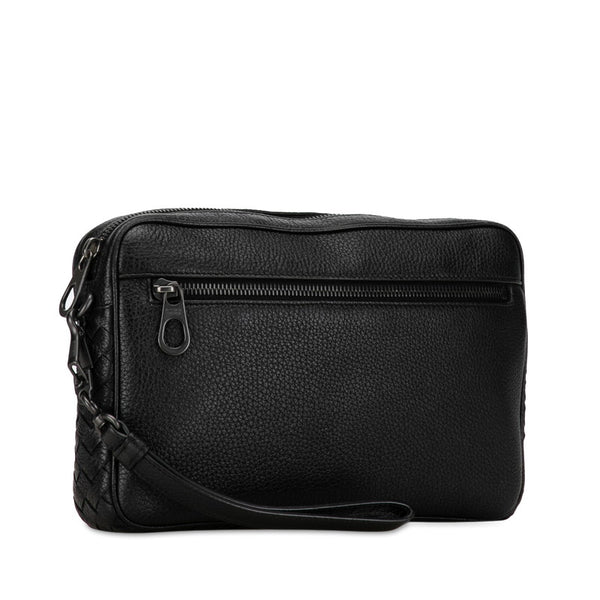 ボッテガヴェネタ イントレチャート クラッチバッグ ブラック レザー レディース BOTTEGAVENETA 【中古】