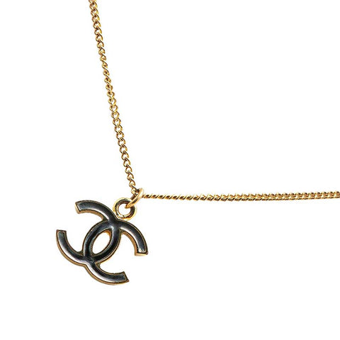シャネル ココマーク ネックレス ゴールド ブラック メッキ レディース CHANEL 【中古】