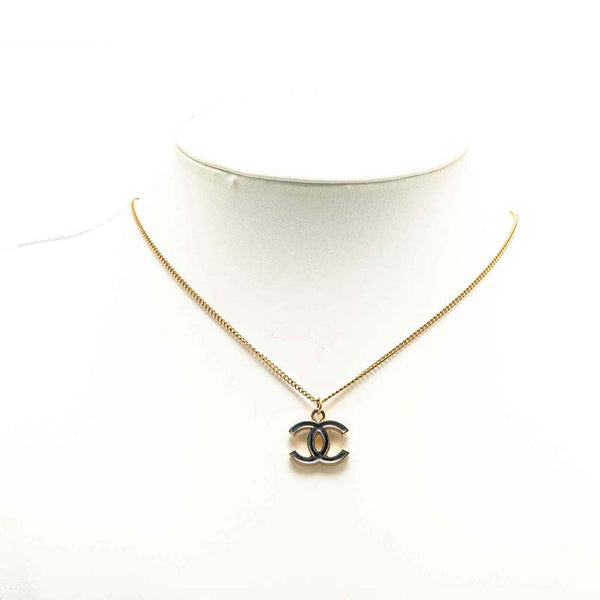 シャネル ココマーク ネックレス ゴールド ブラック メッキ レディース CHANEL 【中古】