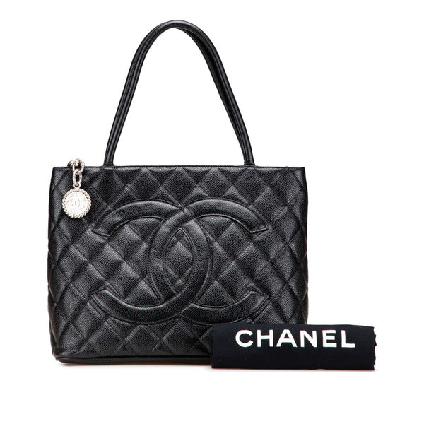 シャネル ココマーク マトラッセ 復刻トート トートバッグ ブラック キャビアスキン レディース CHANEL 【中古】