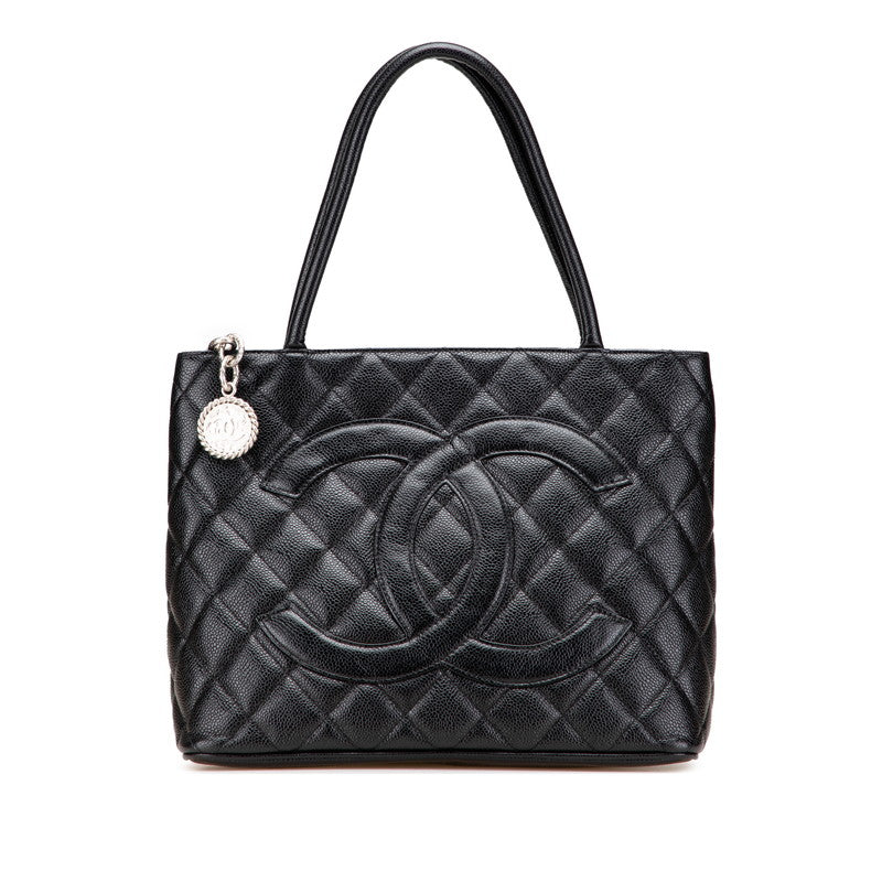 シャネル ココマーク マトラッセ 復刻トート トートバッグ ブラック キャビアスキン レディース CHANEL 【中古】
