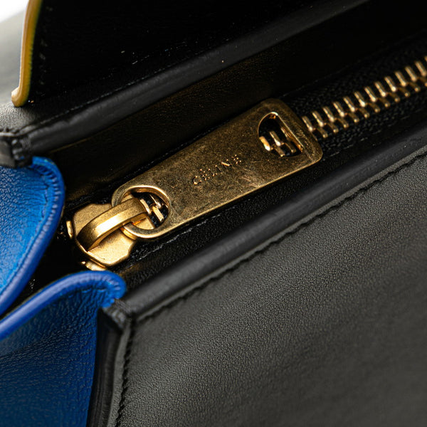 セリーヌ トラペーズ トリコロール ハンドバッグ ショルダーバッグ 2WAY イエロー ブラック ブルー レザー レディース CELINE 【中古】