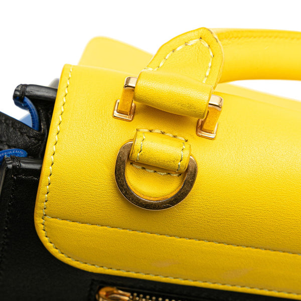 セリーヌ トラペーズ トリコロール ハンドバッグ ショルダーバッグ 2WAY イエロー ブラック ブルー レザー レディース CELINE 【中古】