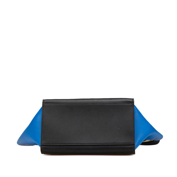 セリーヌ トラペーズ トリコロール ハンドバッグ ショルダーバッグ 2WAY イエロー ブラック ブルー レザー レディース CELINE 【中古】