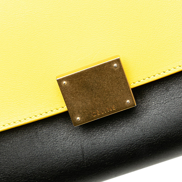 セリーヌ トラペーズ トリコロール ハンドバッグ ショルダーバッグ 2WAY イエロー ブラック ブルー レザー レディース CELINE 【中古】