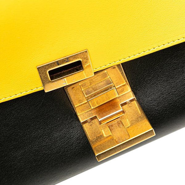 セリーヌ トラペーズ トリコロール ハンドバッグ ショルダーバッグ 2WAY イエロー ブラック ブルー レザー レディース CELINE 【中古】
