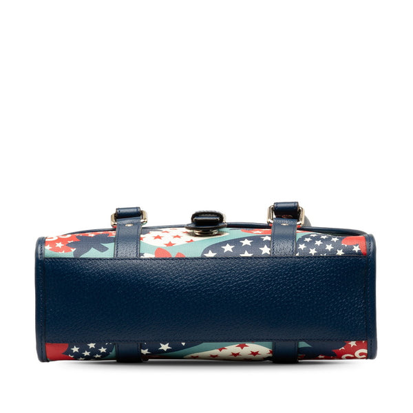 グッチ GG ストロベリー イチゴ ハンドバッグ 682720 ブルー マルチカラー PVC レザー レディース GUCCI 【中古】