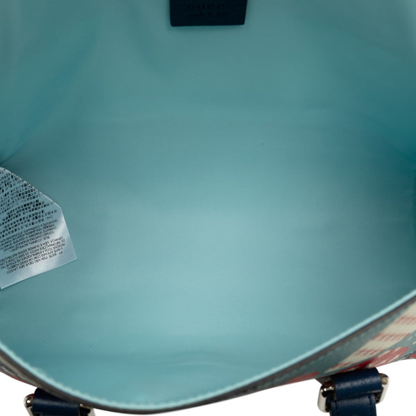 グッチ GG ストロベリー イチゴ ハンドバッグ 682720 ブルー マルチカラー PVC レザー レディース GUCCI 【中古】