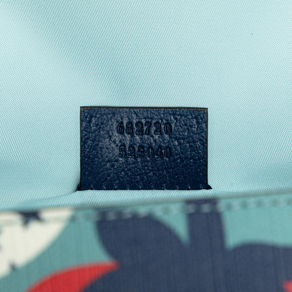 グッチ GG ストロベリー イチゴ ハンドバッグ 682720 ブルー マルチカラー PVC レザー レディース GUCCI 【中古】