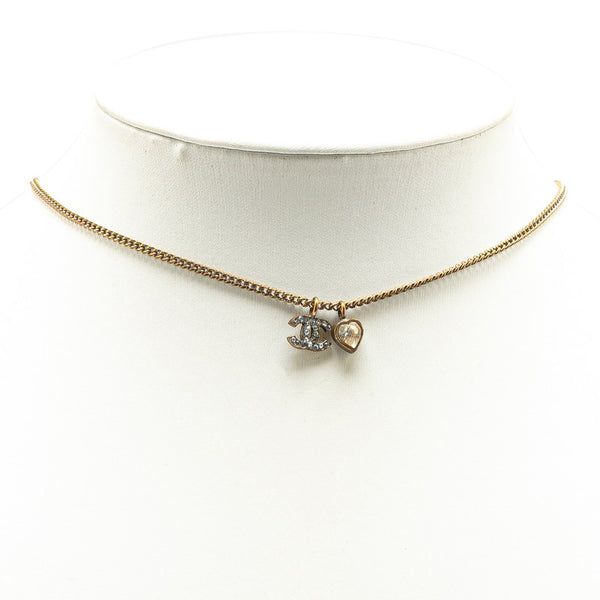 シャネル ココマーク ハート モチーフ ネックレス ゴールド メッキ レディース CHANEL 【中古】