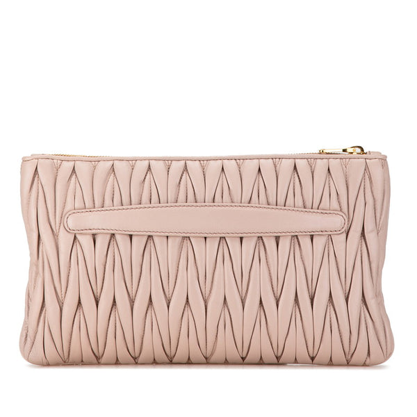 ミュウミュウ マテラッセ クラッチバッグ ピンク ベージュ レザー レディース MIUMIU 【中古】