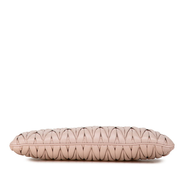 ミュウミュウ マテラッセ クラッチバッグ ピンク ベージュ レザー レディース MIUMIU 【中古】