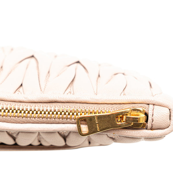 ミュウミュウ マテラッセ クラッチバッグ ピンク ベージュ レザー レディース MIUMIU 【中古】