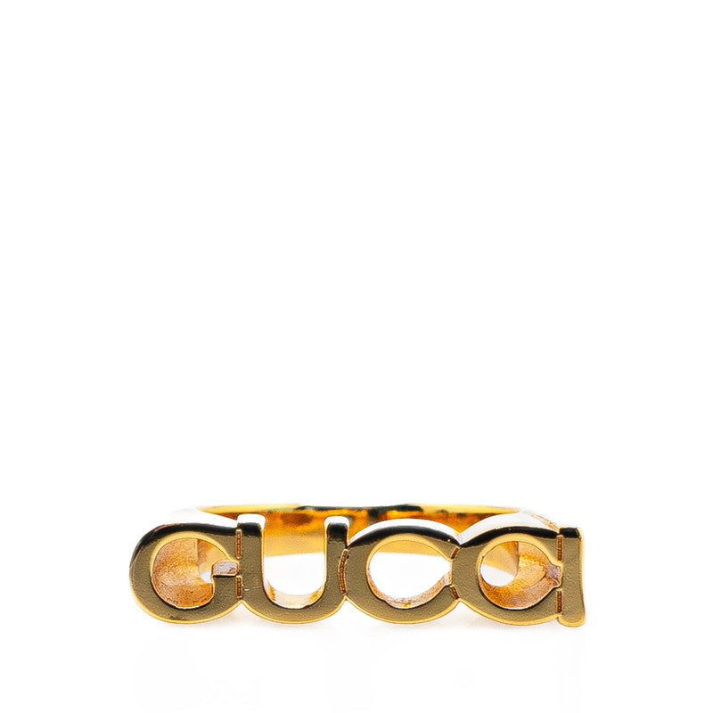グッチ GUCCI ロゴ リング 指輪 #S ゴールド メッキ レディース GUCCI 【中古】