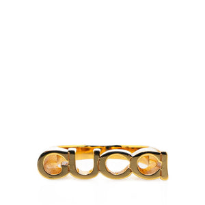 グッチ GUCCI ロゴ リング 指輪 #S ゴールド メッキ レディース GUCCI 【中古】
